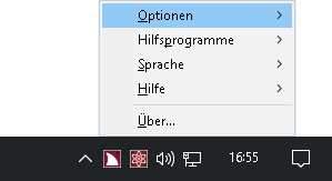 JAWS Menü im Benachrichtigungsbereich
