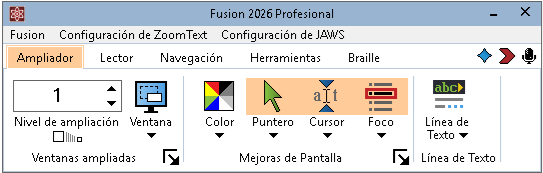 Barra de herramientas de ampliación de Fusion.