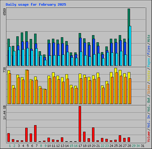 Daily usage for February 2025