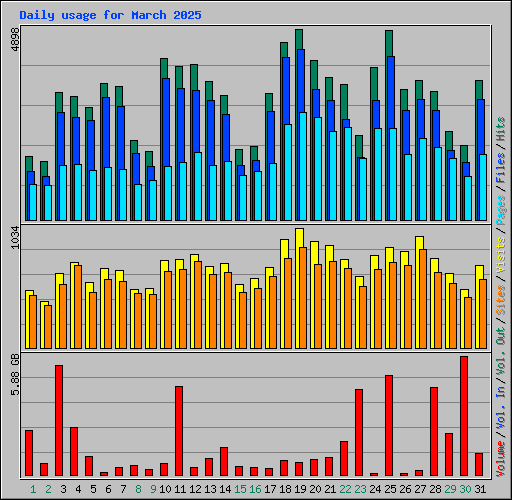 Daily usage for March 2025