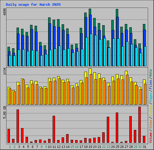 Daily usage for March 2025